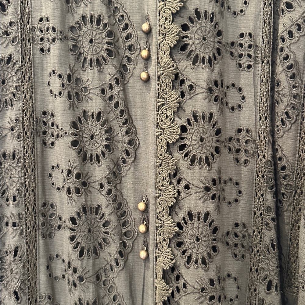 Olive Green Embroidered Maxi Dress By Sundance - Picture 2 of 7